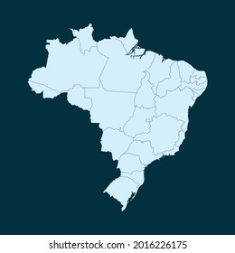 Light Blue Modern Map of Brazil isolated on Dark Blue background, Vector Illustration EPS 10