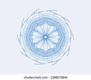 Light blue money style emblem or rosette. Vector Illustration. Detailed.