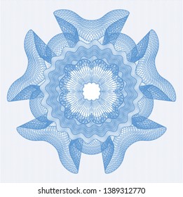 Light blue money style emblem or rosette. Vector Illustration. Detailed.