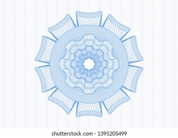 Light blue money style emblem or rosette. Vector Illustration. Detailed.