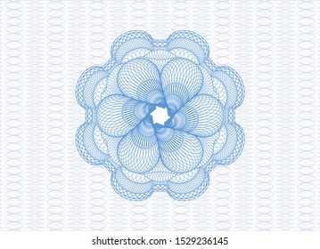 Light blue money style emblem or rosette. Vector Illustration. Detailed.