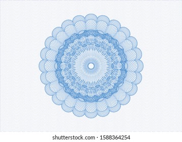 Light blue money style emblem or rosette. Vector Illustration. Detailed.