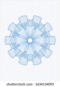 Light blue money style emblem or rosette. Vector Illustration. Detailed.