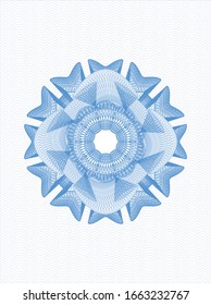 Emblema o rosette de estilo dinero azul claro. Ilustración vectorial. Detallado.