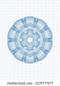 Light blue money style emblem or rosette. Vector Illustration. Detailed. 