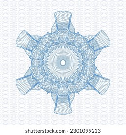 Light blue money style emblem or rosette. Vector Illustration. Detailed. 