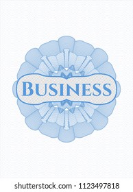 Light blue money style rosette with text Business inside