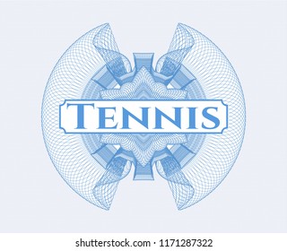 Light blue money style rosette with text Tennis inside