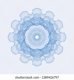 Light blue money style rosette. Vector Illustration. Detailed.