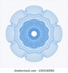 Light blue money style rosette. Vector Illustration. Detailed.