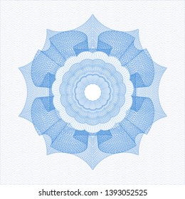 Light blue money style rosette. Vector Illustration. Detailed.