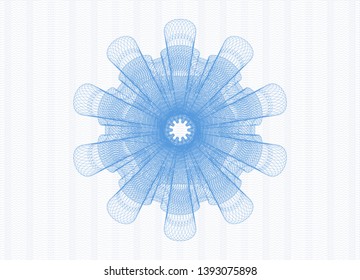 Light blue money style rosette. Vector Illustration. Detailed.