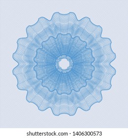 Light blue money style rosette. Vector Illustration. Detailed.