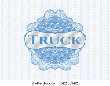 Light blue money style rosette with text Truck inside