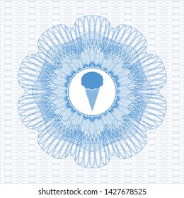 Light blue money style rosette with ice cream icon inside