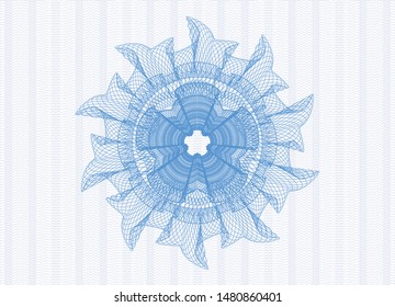 Light blue money style rosette. Vector Illustration. Detailed.