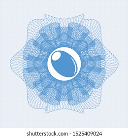 Light blue money style rosette with olive icon inside