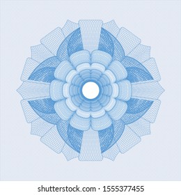 Light blue money style rosette. Vector Illustration. Detailed.