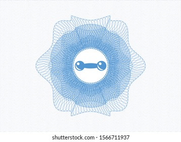 Light Blue Money Style Rosette With Dumbbell Icon Inside