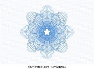 Light blue money style rosette. Vector Illustration. Detailed.