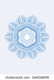 Light blue money style rosette. Vector Illustration. Detailed.