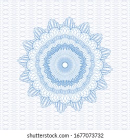 Light blue money style rosette. Vector Illustration. Detailed.