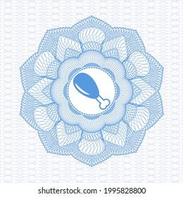 Light blue money style rosette. with chicken leg icon inside