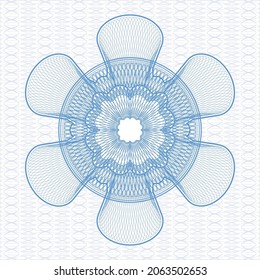 Light blue money style rosette. Vector Illustration. Detailed. 