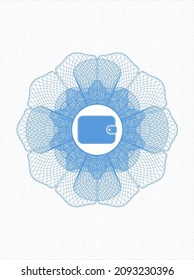 Rosette estilo dinero azul claro. con el icono de cartera dentro
