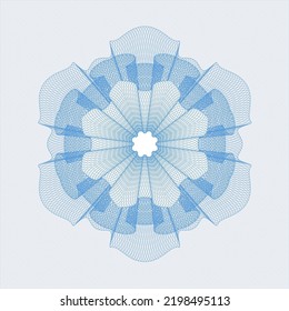 Light blue money style rosette. Vector Illustration. Detailed. 