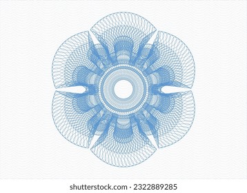 Light blue money style rosette. Vector Illustration. Detailed. 