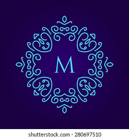 Light Blue monogram design template. Vector illustration.