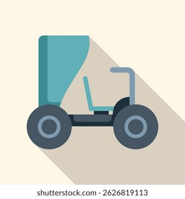 Light blue moon buggy with big wheels exploring the unknown planet, flat design icon