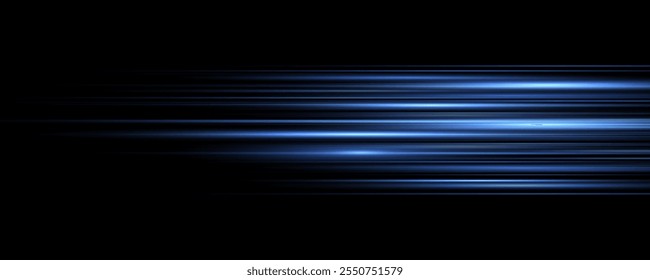 Light blue motion, cyan glowing neon lines. Sun ray glow abstract shine light effect starburst beam sunshine glowing isolated image. Realistic sun rays. 