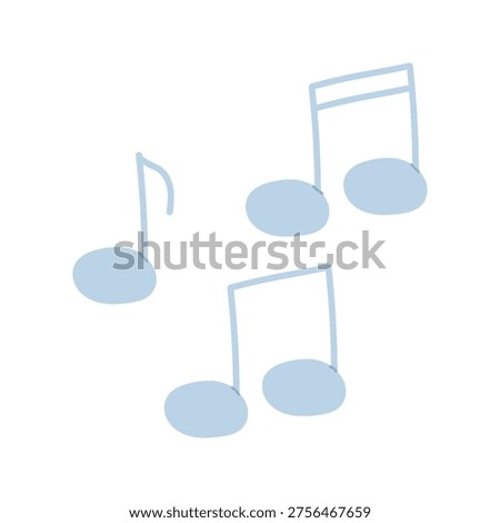 Light blue musical notes icon for workout playlist and audio rhythm, flat vector illustration