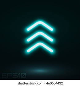 Light Blue Neon Up Arrow. Light Elements. Vector Illustration