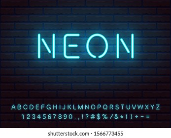 light blue neon font set