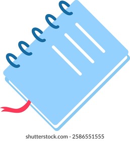 Light blue notepad featuring a red bookmark and spiral binding, displaying three blank lines, perfect for note taking, planning, or journaling activities. Ideal for students and professionals