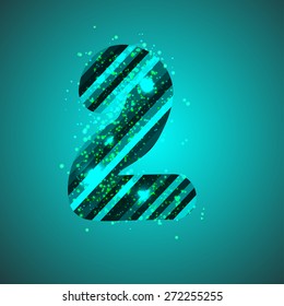 light blue number two. Vector illustration