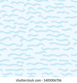 Light blue ocean waves seamless vector pattern. Hand drawn seaside beach water tile. Wavy aqua all over print for seafaring blog, nautical textiles, maritime home decor. Wet lake, river, sea fabric