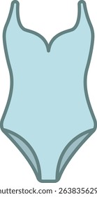 Light Blue One-Piece Swimsuit Flat Illustration