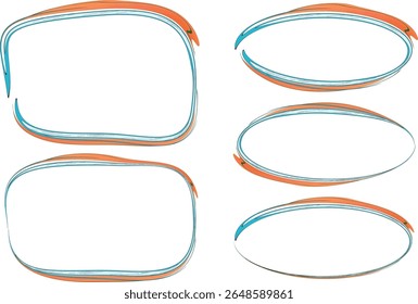 Conjunto de marcos de contorno abstracto decorativo naranja azul claro