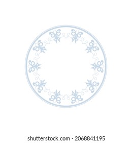 Patrón circular ornamental azul claro sobre fondo blanco. Diseño de plantilla de tarjeta. Ilustración vectorial.