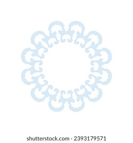 Light blue ornamental circular pattern on white background. Card template design. Decorative vector frame.