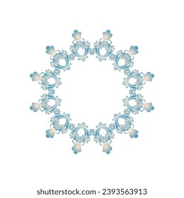 Patrón circular ornamental azul claro sobre fondo blanco. Diseño de plantilla de tarjeta. Marco vectorial decorativo.