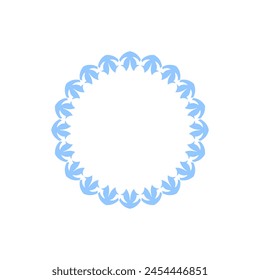 Light blue ornamental circular pattern on white background. Card template design. Decorative vector frame.