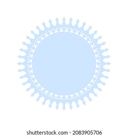 Light blue ornamental round pattern on white background. Card template design. Vector illustration.