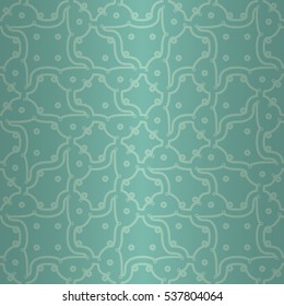 Light blue ornamental seamless pattern in organic style. Entangled puzzle repeatable backdrop. Vivid, contrast design for web, textile, packing-paper or other purpose. Vector background.