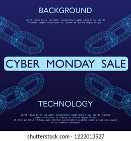 Light blue outline 3d chains with cyber monday text