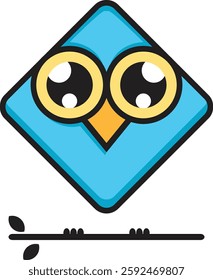  light blue owl icon with a modern minimalist creative design. A symbol of brightness, intelligence and professionalism. Suitable for brand, business and corporate product identities

